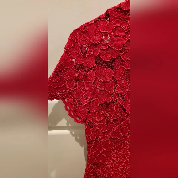 Lauren Ralph Lauren womens lace mini dress size 2P (fits like regular 2-4) red - Picture 2 of 4